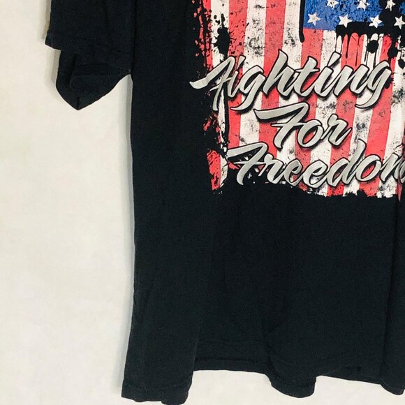 Jerzees T-shirt black short sleeve flag blood happens Cotton Graphic 2XL READ - Picture 4 of 7